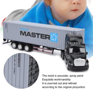 RiToEasysports Pull Back Car Toy, High Simulation Alloy Container Truck Car Model with Sound Light Kid Vehicles Toys ((Black + Gray)) Hand -Made Toys