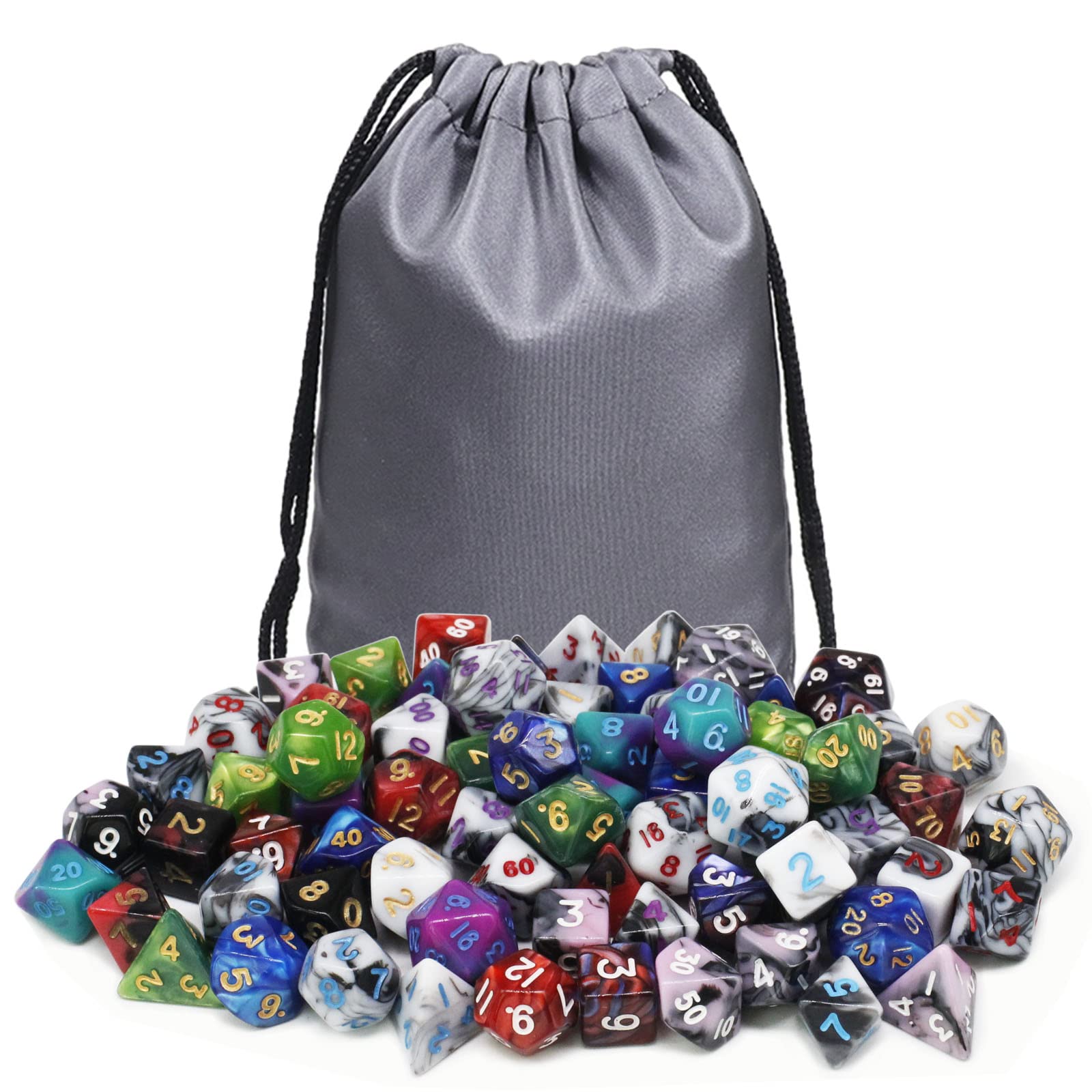 10mm Mini DND Dice Set,10 Sets Polyhedral RPG Dice (70pcs) for MTG,RPG,D&D Dungeons and Dragons Role Playing Game.(Two-Colour Swirl)