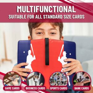 Baseball Card Binder with Sleeves - 3 Ring Waterproof Card Album with 50 Sleeves, Zipper Close, Large Capacity Card Holder Stores 900 Sports Cards (Baseball)