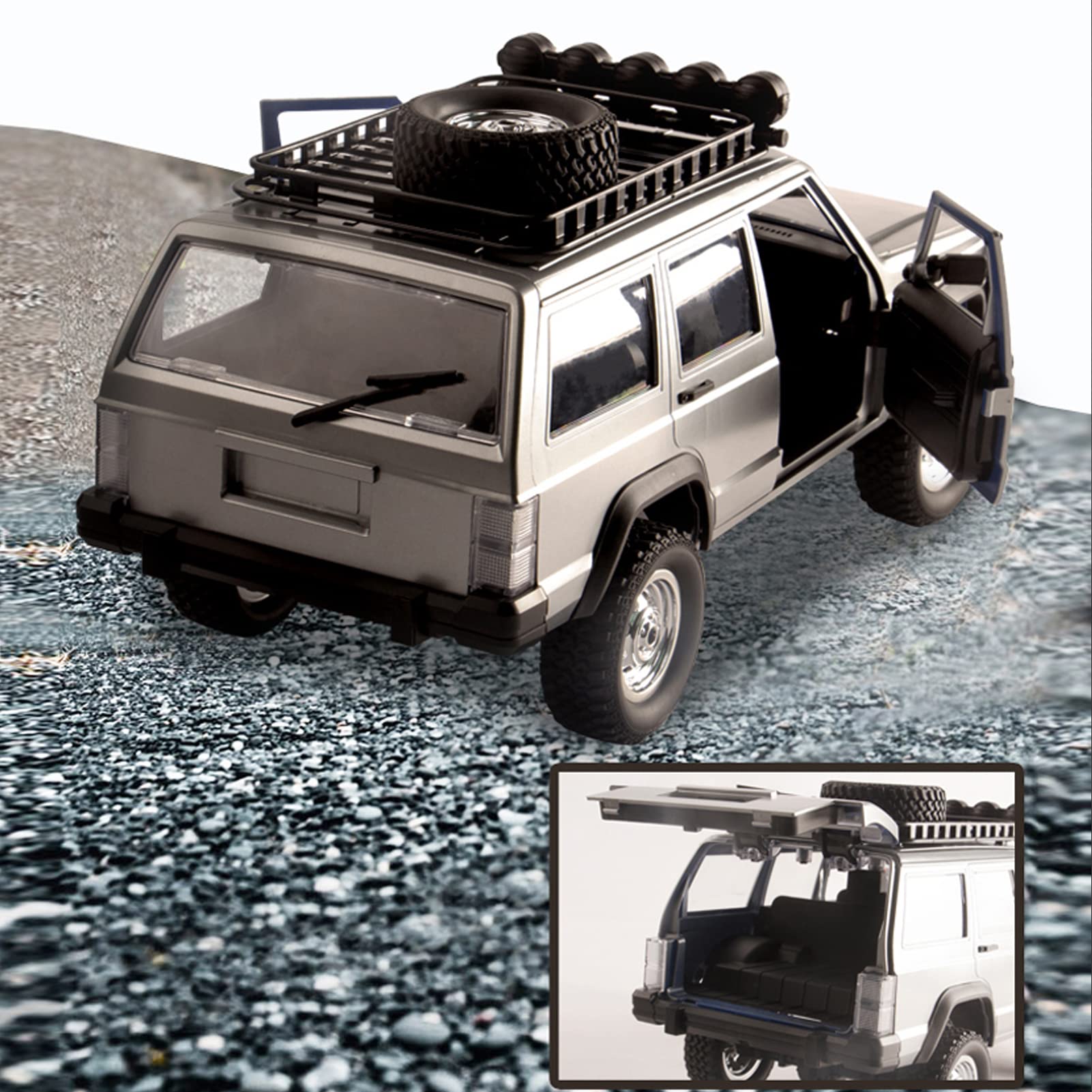 GoolRC RC Rock Crawler, 1:12 Scale Remote Control Car, 2.4Ghz 4WD Off Road RC Truck, All Terrains Climbing Vehicle, RC Car Gifts for Kids and Adults, Include 2 Batteries (Silver)