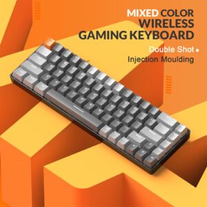 MAGIC-REFINER RK68 60% Wireless Mechanical Keyboard, Bluetooth 5.0/2.4GHz with Dual Mode 2-in-1 Receiver, Ergonomic Compact 68-Key Hot Swappable Gaming Keyboard, Blue Switch for Mac Windows PC