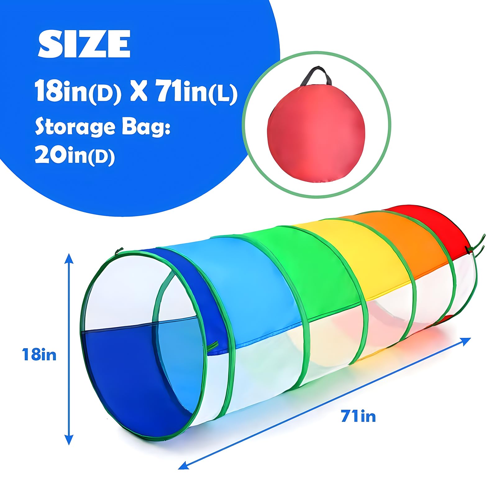 Kids Play Tunnel for Toddlers, Baby Tunnel Pop Up Tunnels for Kids to Crawl Through Collapsible Toddler Tunnel Tent Breathable Mesh Tube Pet Crawl Indoor Outdoor Toy