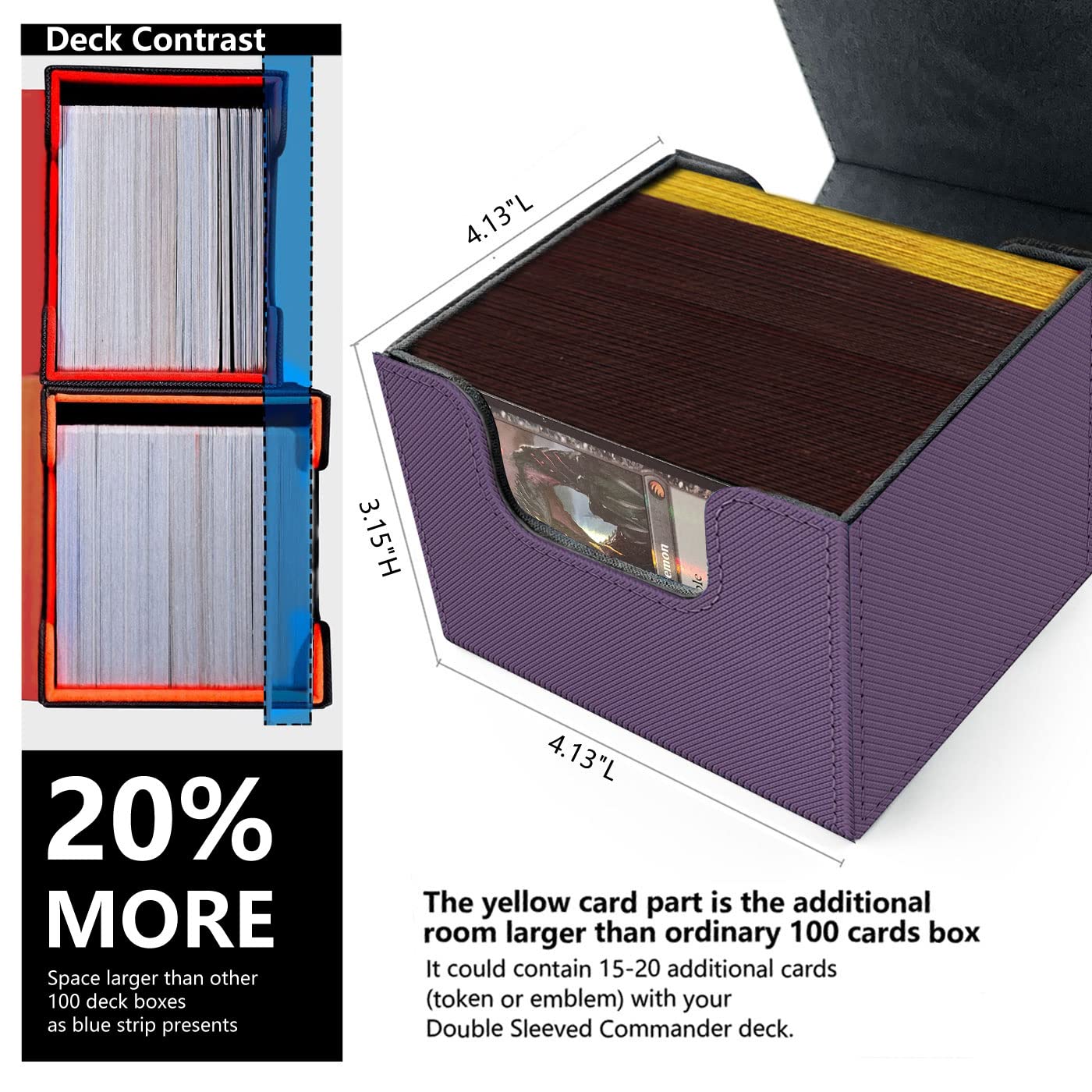 Scimi Commander high-quality leather Deck Box, designed specifically for Magic: The Gathering (MTG) and Trading Card Game (TCG) enthusiasts, hold over 100 sleeved cards (Purple)