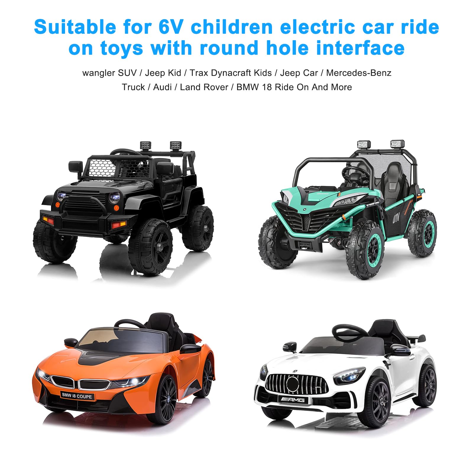 6V Battery Charger for Kids Electric Ride On Toys Compatible with for 6 Volt Best Choice Products Kidzone Bumper Hello Kid Trax Toddler Quad Battery Power Adapter