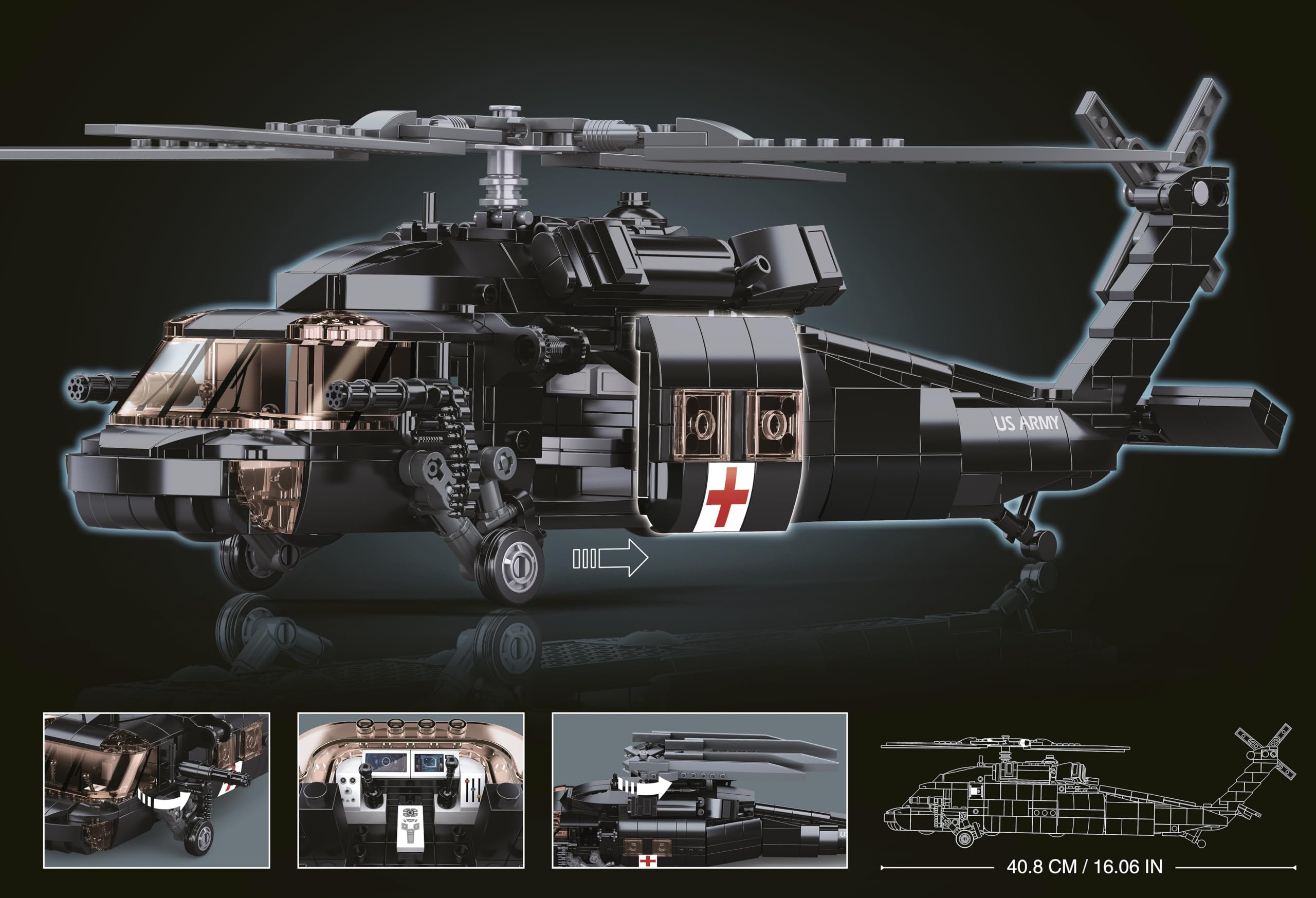 Sluban Modelbricks-Uh-60 Black Hawk 692Pcs 8+