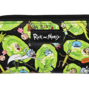 Rick and Morty Wallet Portals and Characters Faux Saffiano Zip Closure Wallet