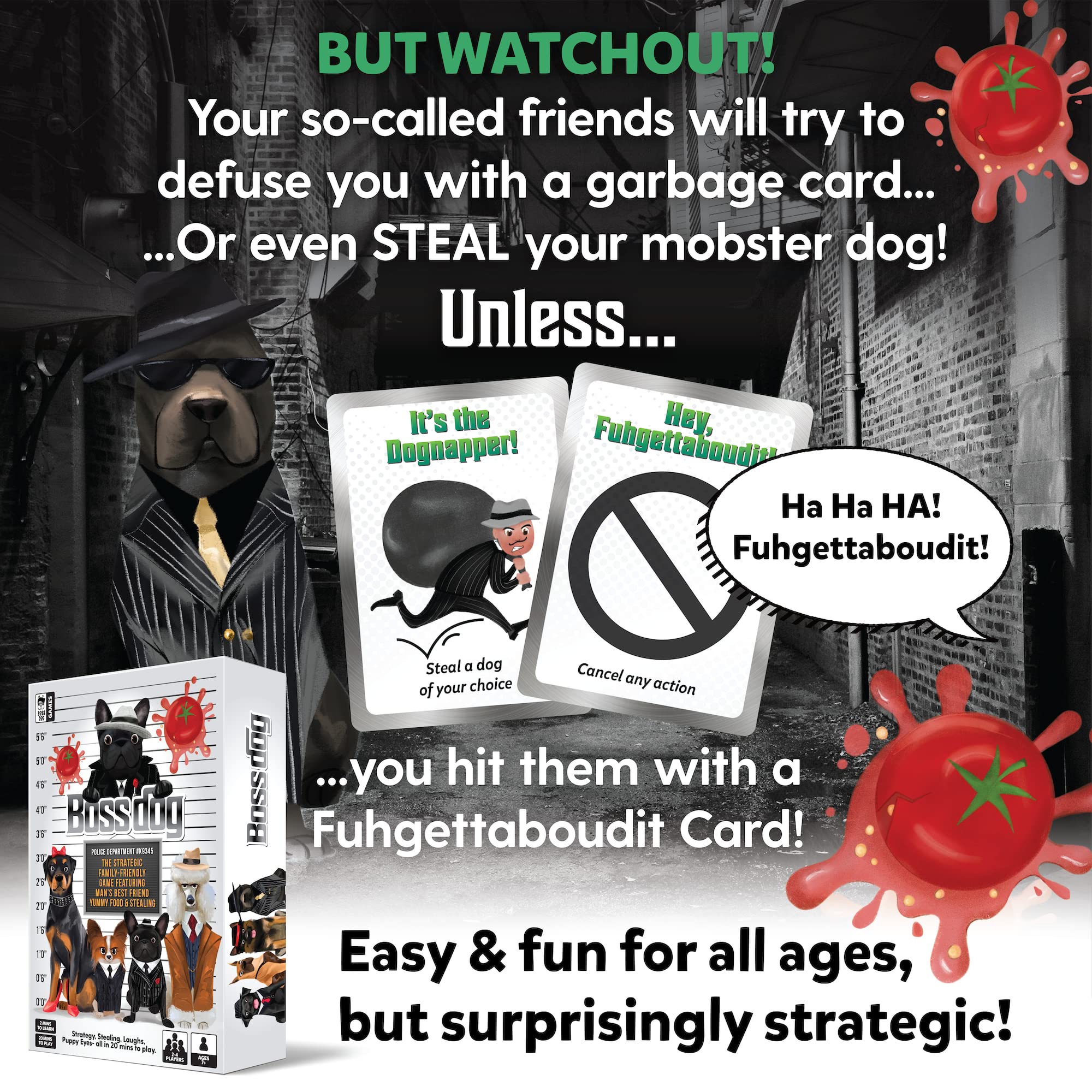 Boss Dog: The Ultimate Card Game for Families & Friends - Easy to Learn Fast-Paced Fun! Create Your Canine Crime Family - Strategize Sabotage & Battle! Perfect for Game Night Parties & Travel