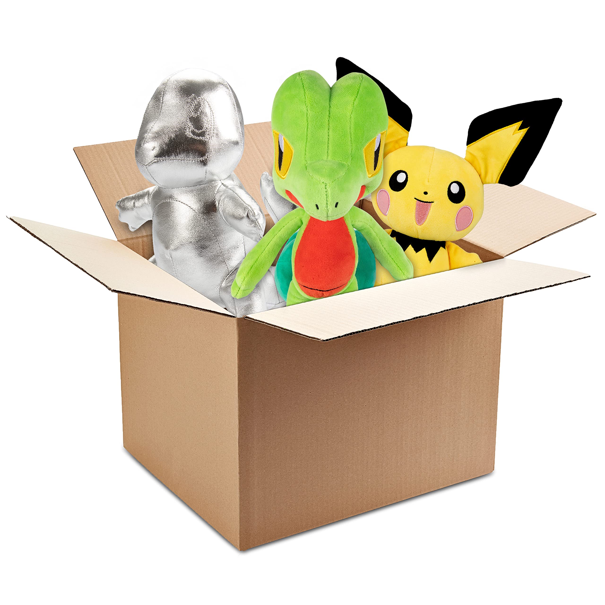 Pokemon 8" Mystery Blind Box 3-Pack Plush - Receive 3 Assorted Random Styles Including Limited Edition Silver Pokemon - Officially Licensed - Surprise Stuffed Animal Toy - Gift for Kids, Boys, Girls