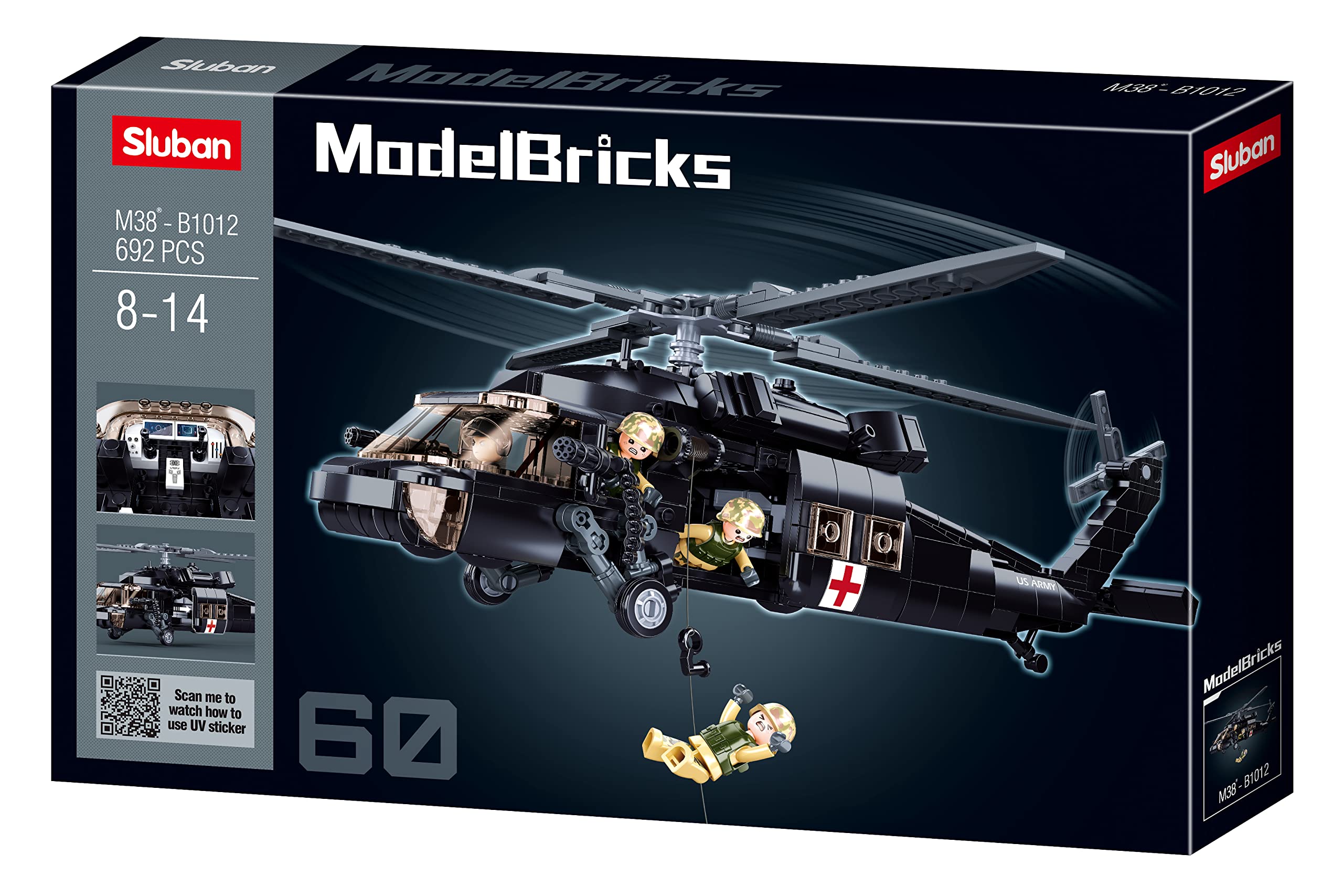 Sluban Modelbricks-Uh-60 Black Hawk 692Pcs 8+