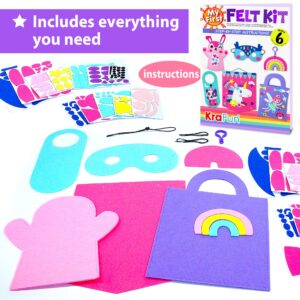 KRAFUN My First Beginner Felt Kit Unicorn Girl Animal Craft for Kids, Toddlers, Boys, Girls Age 3-6 Years Old, Include 6 DIY Handmade Arts and Crafts Projects, Activities Preschool Creative Toys