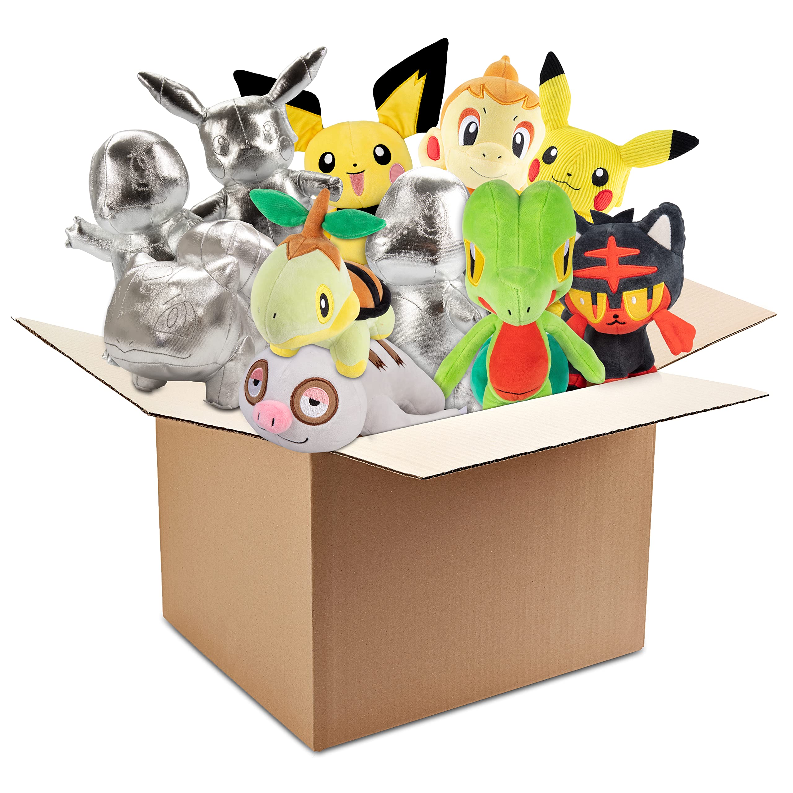 Pokemon 8" Mystery Blind Box 3-Pack Plush - Receive 3 Assorted Random Styles Including Limited Edition Silver Pokemon - Officially Licensed - Surprise Stuffed Animal Toy - Gift for Kids, Boys, Girls