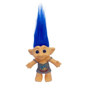 Good Luck Troll Doll 7"(Include Hairs) Tall Toy Action Figure Troll for School Project、Arts Crafts、Party Favors (13-Blue)