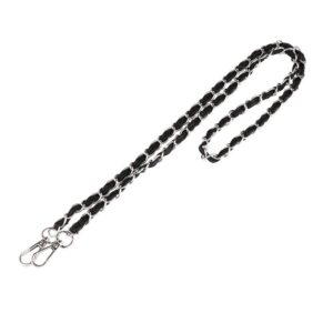 bag chain, fashion shoulder bag strap, detachable girl metal braided chain, durable purse straps replacement bag accessories(silver&black)