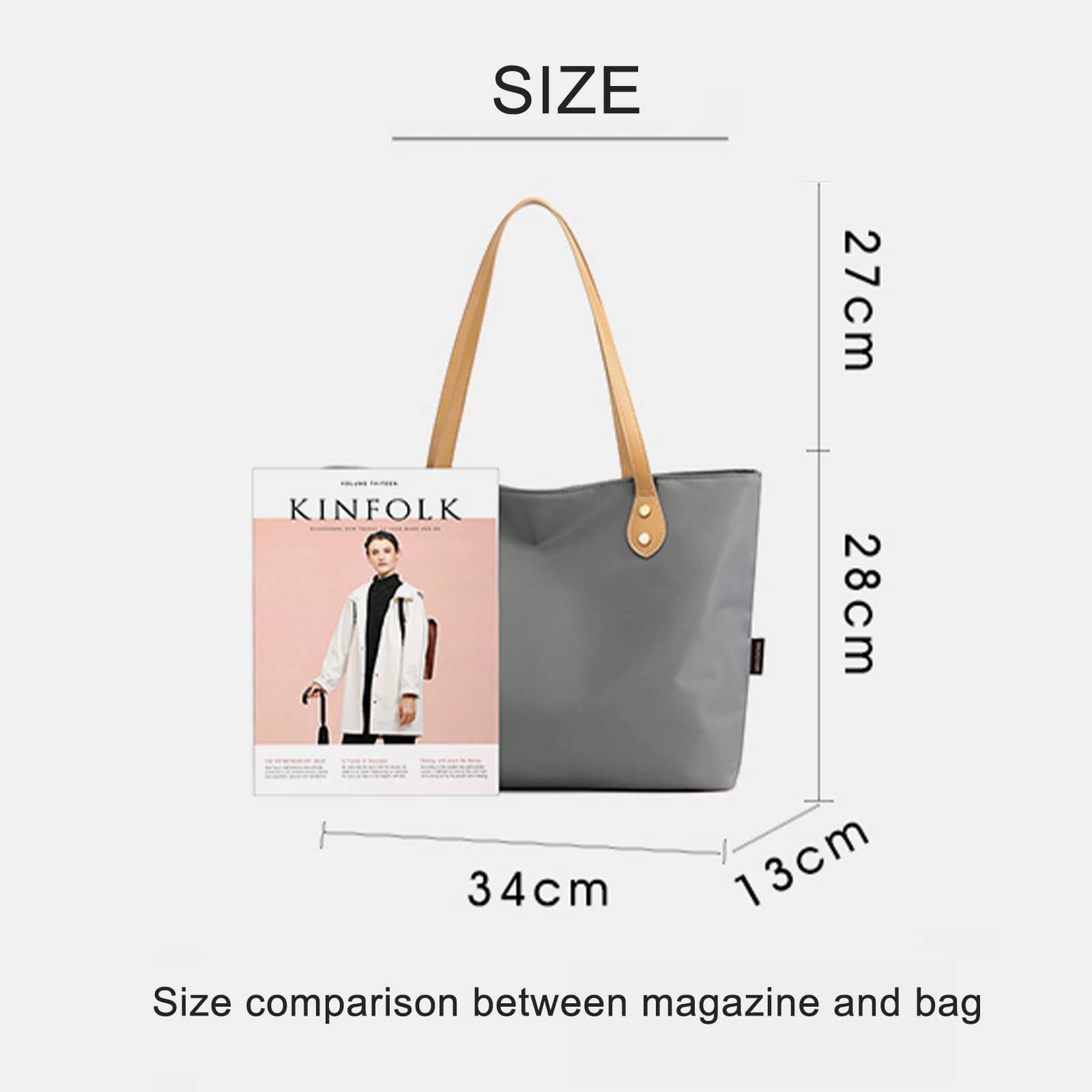 Large Tote Bag for Women, Waterproof Nylon Tote Bag, Lightweight Handbags Shoulder Bags,Work,Shopping Daily Use (Navy)