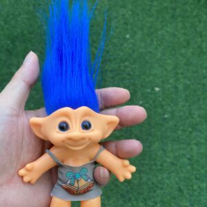 Good Luck Troll Doll 7"(Include Hairs) Tall Toy Action Figure Troll for School Project、Arts Crafts、Party Favors (13-Blue)