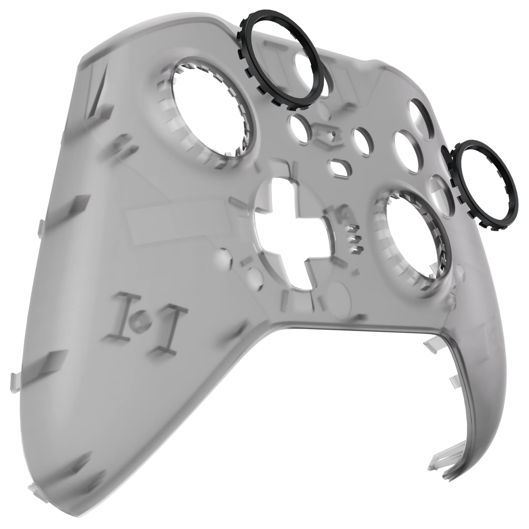 eXtremeRate Clear Black Replacement Faceplate Cover for Xbox One Elite Controller Series 2 (Model 1797), Custom DIY Front Housing Shell Case & Accent Rings for Xbox Elite Series 2 Core Controller