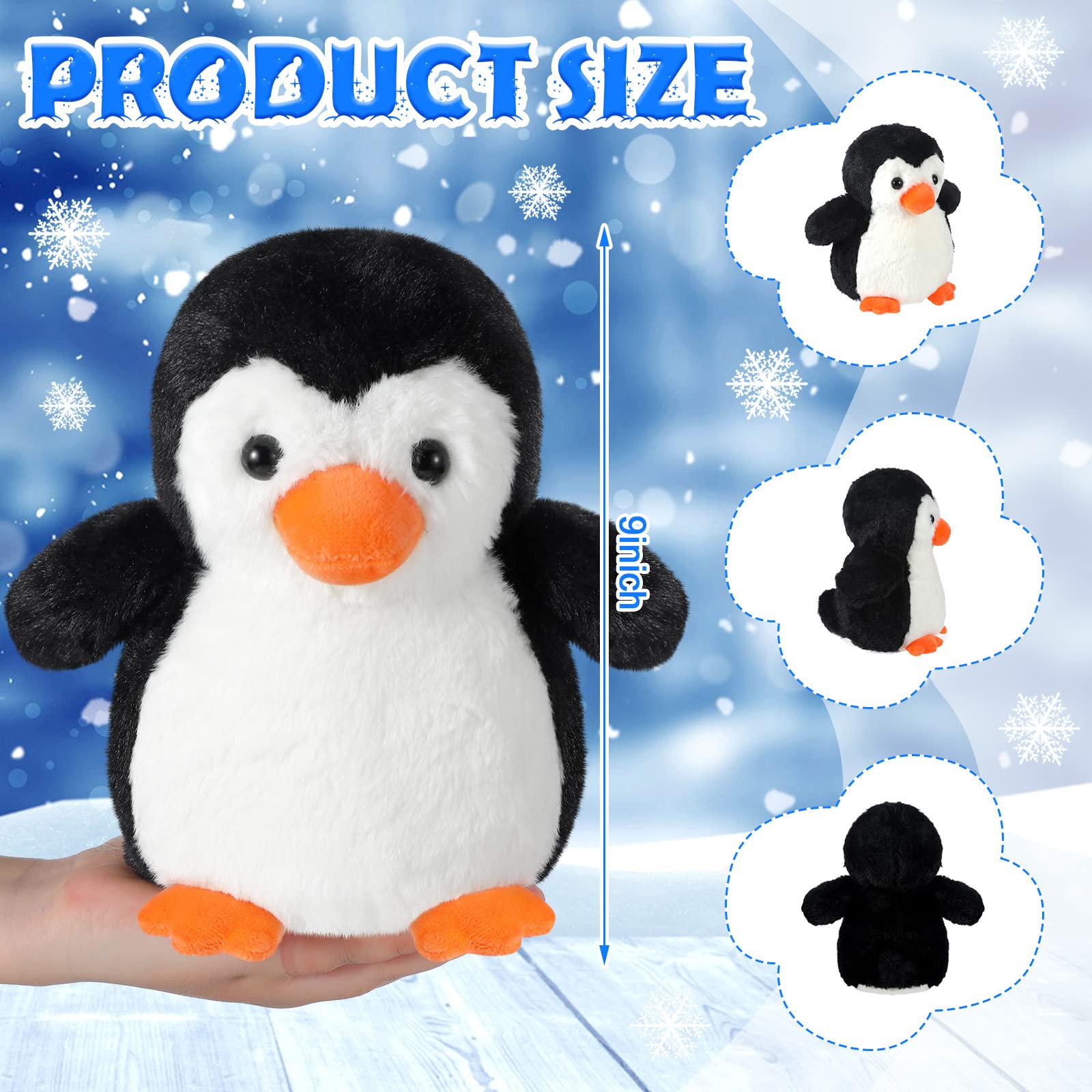 Plush Toys Set Stuffed Animal Zoo Toys with Mom and Small Baby Realistic Baby Animals for Gift Christmas Holiday Birthday Bag Stuffings Decorations (Penguin)