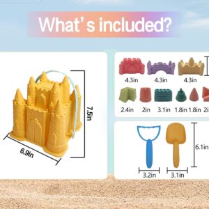 IOKUKI Beach and Sand Castle Kit, 12 PCS Sand Toys for Kids Outdoor with Sand Castle Bucket, Molds, Rake and Shovel, Great Toys for Beach