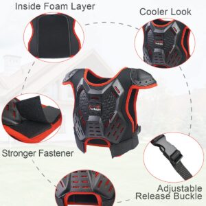 StarknightMT 2 Sets Kids ATV Riding Gear - Protective Shoulder Pad Chest Back Spine Protector with Quick Release Straps(Black+Red)