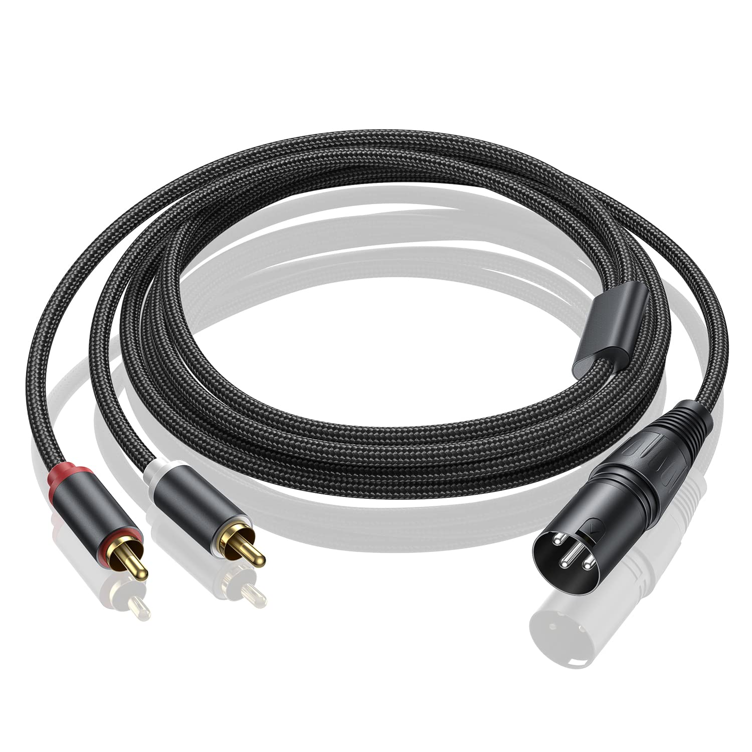 Dual RCA to XLR Male Y Splitter Patch Microphone Cable 3FT, 1 XLR Male to 2 RCA Male Y Adapter Cord Cable