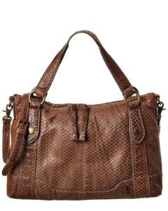 frye melissa snake medium satchel cognac one size