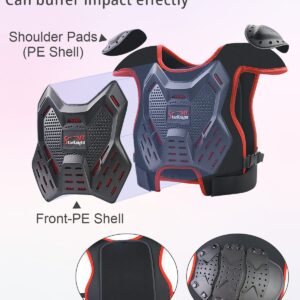 StarknightMT 2 Sets Kids ATV Riding Gear - Protective Shoulder Pad Chest Back Spine Protector with Quick Release Straps(Black+Red)