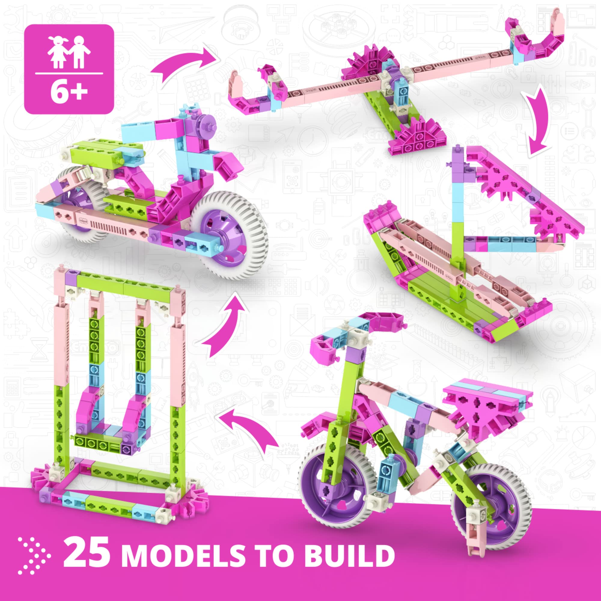 Engino- STEM Girls Building Toys, 25 Model Set, Educational Toys for Ages 6+, Construction Toys, Gifts for Girls, STEM Projects