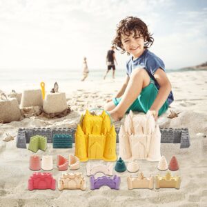 IOKUKI Beach and Sand Castle Kit, 12 PCS Sand Toys for Kids Outdoor with Sand Castle Bucket, Molds, Rake and Shovel, Great Toys for Beach