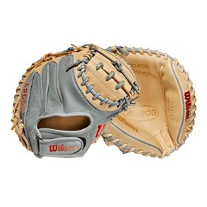 wilson 2023 a2000® pf33ss 33” baseball catcher’s mitt - right hand throw,grey/blonde