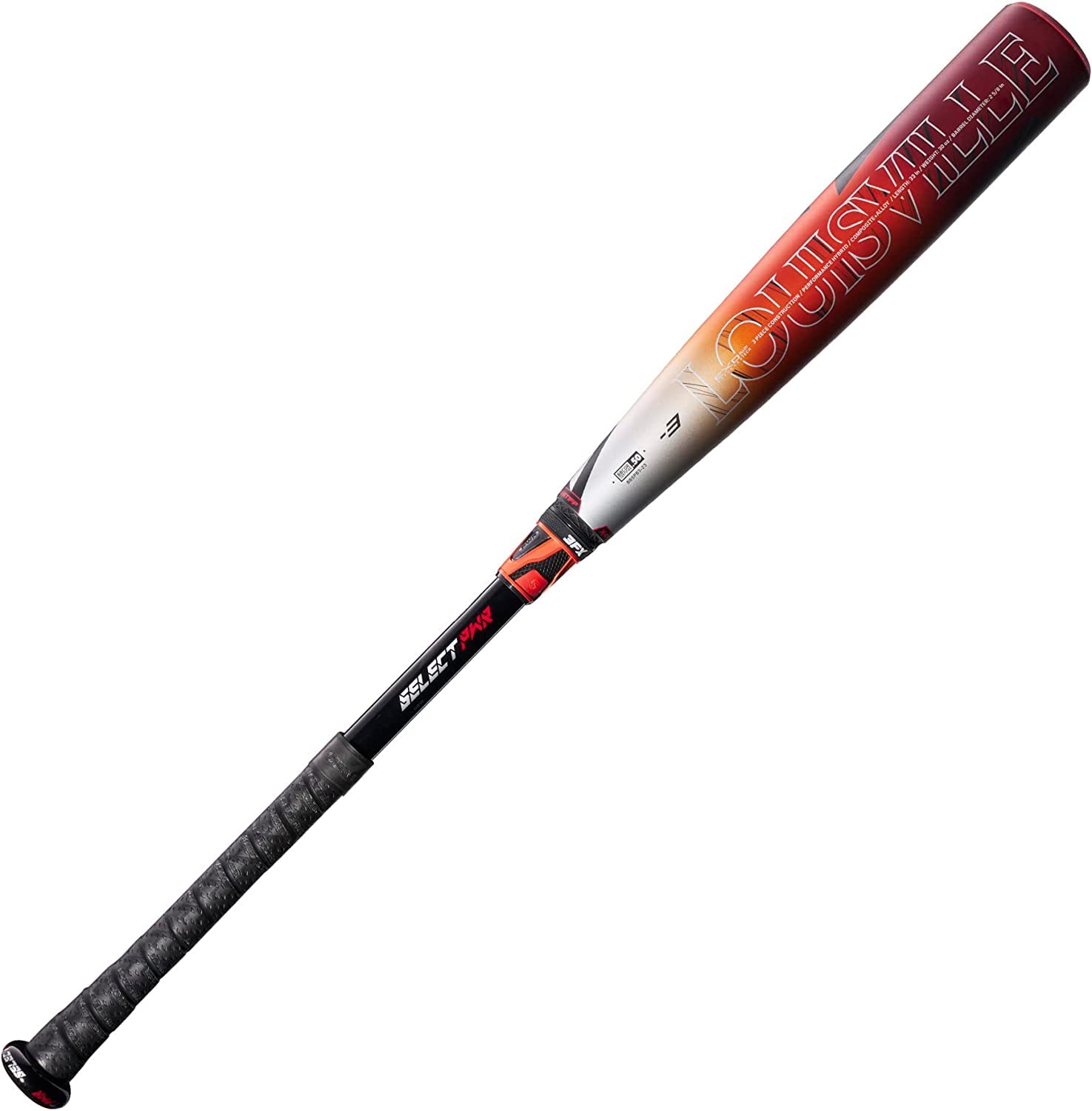 2023 Louisville Slugger Select PWR™ (-3) BBCOR Baseball Bat - 33"/30 oz,Red/Orange/Silver