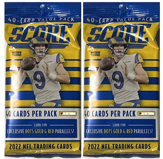 2022 Panini Score Football NFL Cello Fat Pack Set of 2 Packs - 80 Trading Cards Total - 40 Cards Per Pack