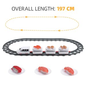 STOBOK Rotating Sushi Train Toys Electric Rotary Sushi Machine Set Track Conveyor Belt Rotating Table Food Train Toys for Kids Multifunctional Kids Toys, White