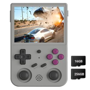 joyseed rg353v handheld game console dual system with 35000 games, 256g 3.5 inch arcade retro game console - grey