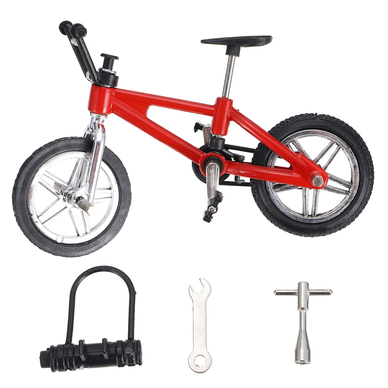 LIOOBO Metal Finger Bike: Mini Mountain Bike, Finger Toys Game, Finger Bmx Set, DIY Decoration for Birthday Christmas Halloween 1Set Red