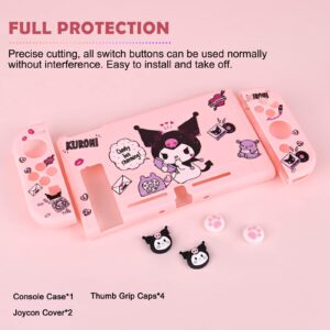 DLseego Devil Rabbit Switch Protective Case Soft TPU Shell Shockproof Scratch Resistant Cover Joy Con Skin with 4PCS Lovely Bunny & Cat Paw Thumb Grips Caps for Switch 2017 - Phone Call Rabbit Pink