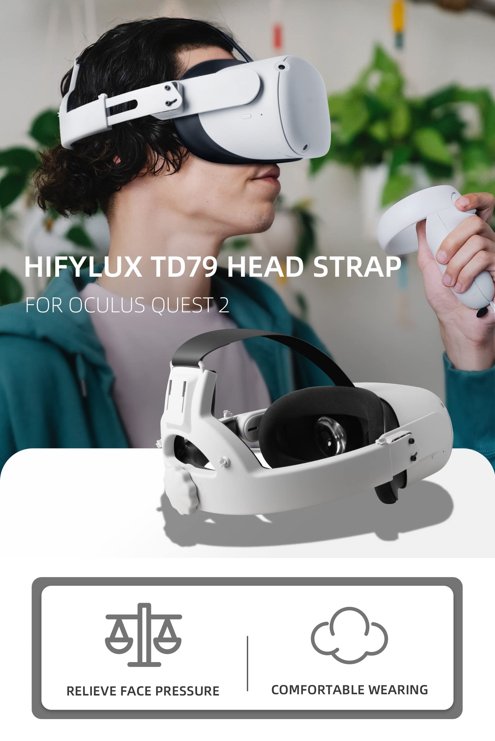 MOOKEENONE 360-degree Stress Reliever Strap Headband Head Strap VR Glasses Accessories for Oculus Quest 2