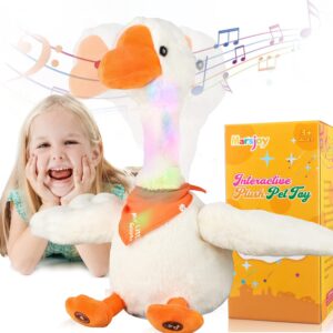 13" talking dancing goose swan stuffed animal repeating what you say mimicking recording plush baby toy musical english song singing glowing animated twisting gift toy for boy kid