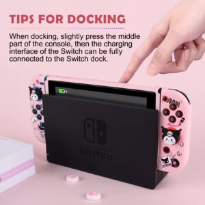 DLseego Devil Rabbit Switch Protective Case Soft TPU Shell Shockproof Scratch Resistant Cover Joy Con Skin with 4PCS Lovely Bunny & Cat Paw Thumb Grips Caps for Switch 2017 - Phone Call Rabbit Pink