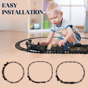 OLIUGEI Electric Train Set Steam Train Toys for Boys with Remote Control Christmas Train for Under The Trees with Smokes,Light & Sounds, for 3 4 5 6 7+ Years Old Kids