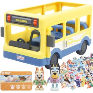 cute bus toy vehicle and figures pack with two 2.5" figures