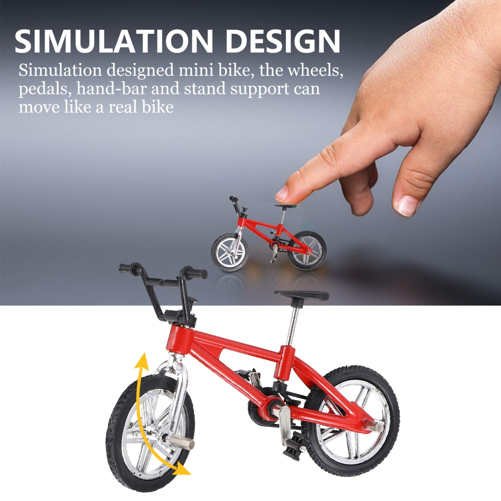 LIOOBO Metal Finger Bike: Mini Mountain Bike, Finger Toys Game, Finger Bmx Set, DIY Decoration for Birthday Christmas Halloween 1Set Red