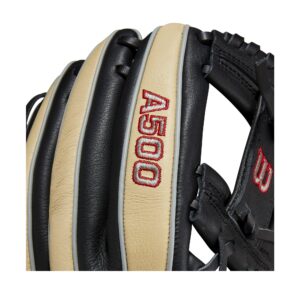 WILSON A500 11.5” Utility Youth Baseball Glove - Right Hand Throw,Black/Blonde/Red