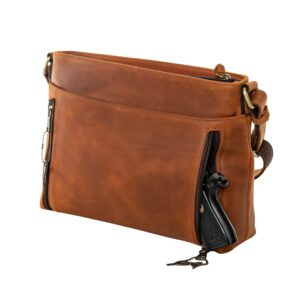 Lady Conceal Concealed Carry Josie Purse with Locking Concealment and Universal Holster for Firearm (Distress Brown)