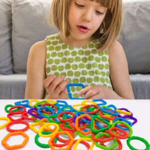 RAINBOW TOYFROG Baby Links Rings - 35 Geometric Linking Chains Ring Toys for Baby - Safe Infant Toys for Teething and Sensory Development - Car Seat & Stroller Toys for Infants & Toddlers