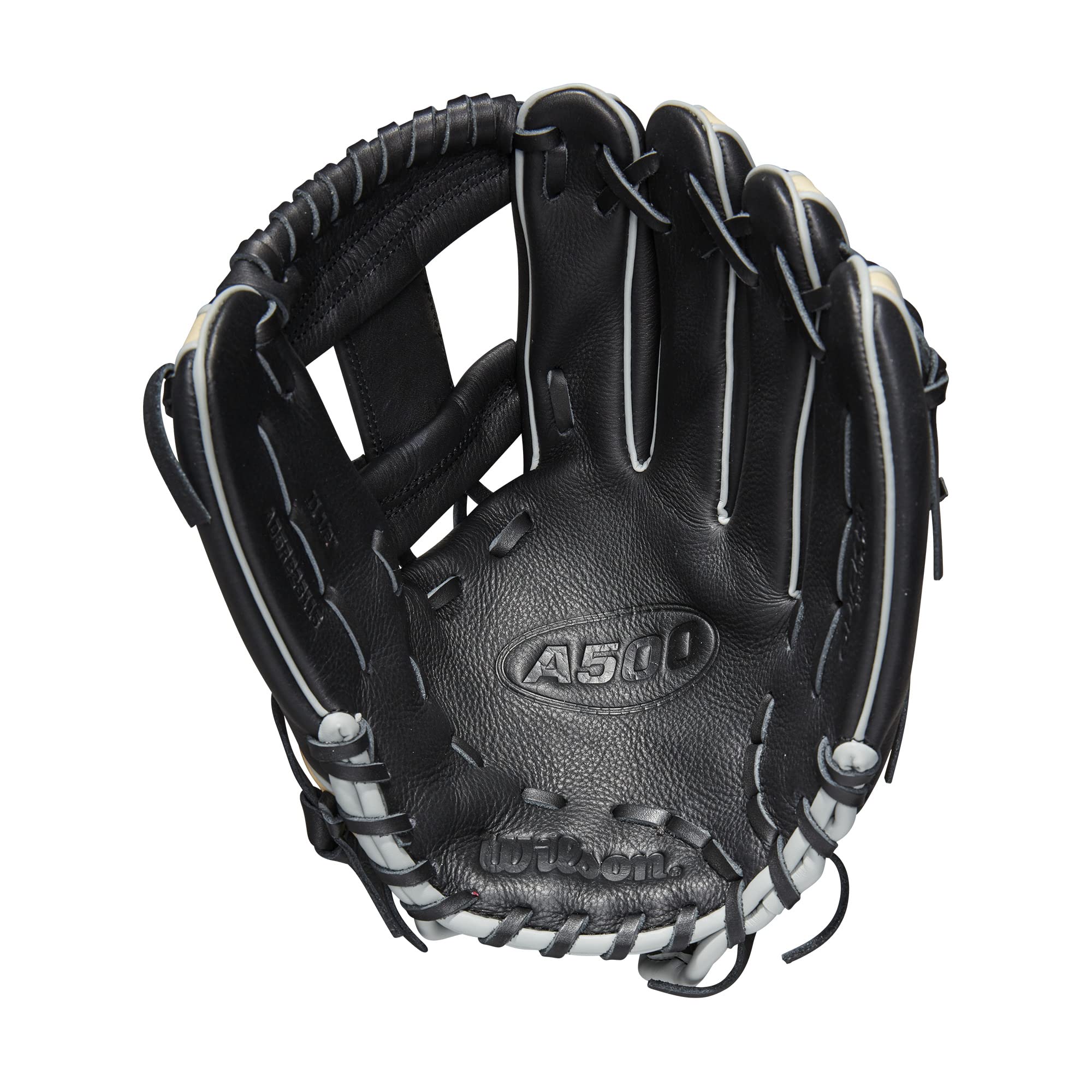 WILSON A500 11.5” Utility Youth Baseball Glove - Right Hand Throw,Black/Blonde/Red