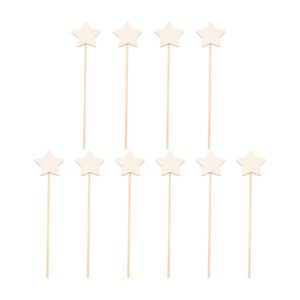 TOYANDONA 10Pcs Make Your Princess Wand, Star Shape Fairy Wand Stick Unfinished Wooden DIY Crafts for Girls Princess Art Cosplay Costume Party