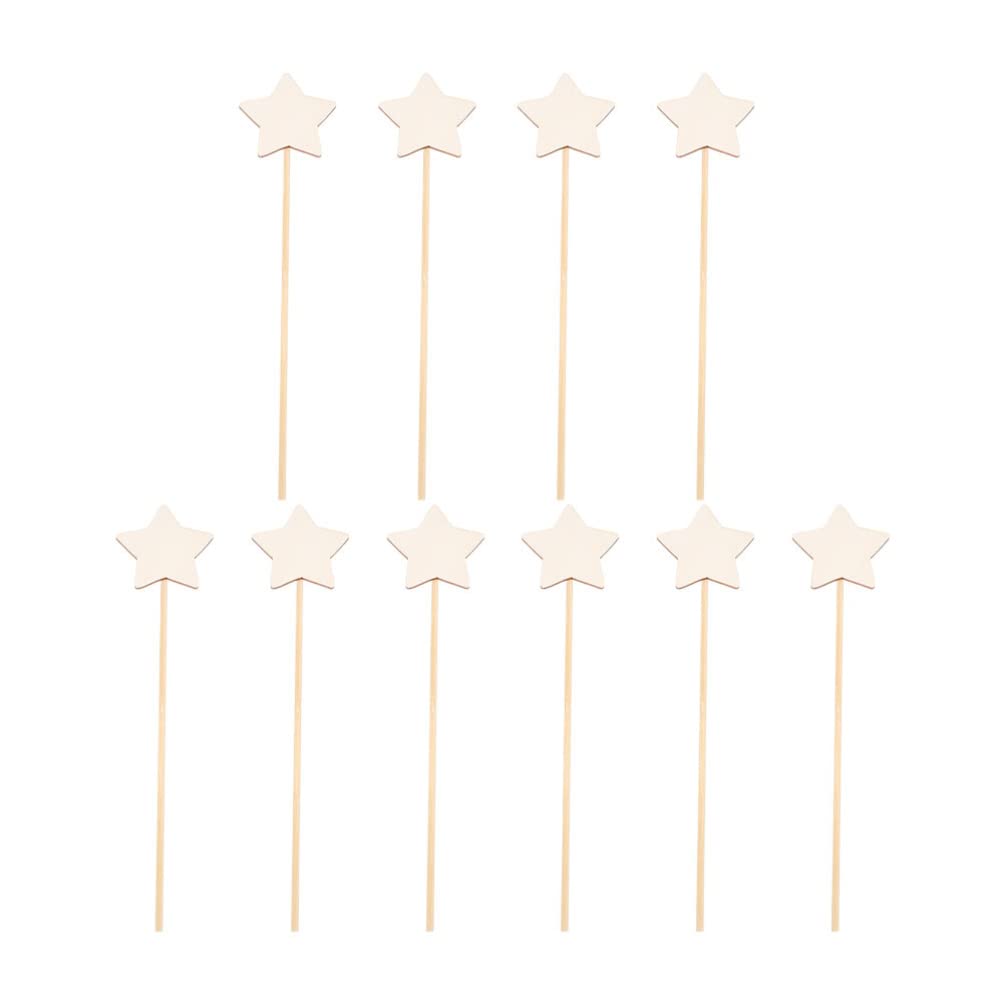 TOYANDONA 10Pcs Make Your Princess Wand, Star Shape Fairy Wand Stick Unfinished Wooden DIY Crafts for Girls Princess Art Cosplay Costume Party