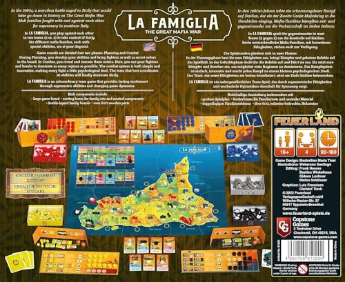 Capstone Games La Famiglia: The Great Mafia War - Capstone Games, 2-vs-2 Team Strategy Board Game, Based in 1980's Sicily, 4 Players, 90-180 Minute Game Play Time, Ages 16+