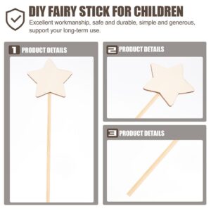 TOYANDONA 10Pcs Make Your Princess Wand, Star Shape Fairy Wand Stick Unfinished Wooden DIY Crafts for Girls Princess Art Cosplay Costume Party