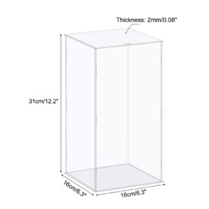 MECCANIXITY Acrylic Display Case Box Clear Dustproof Protection Showcase 6.3x6.3x12.2 Inch for Collectibles Display